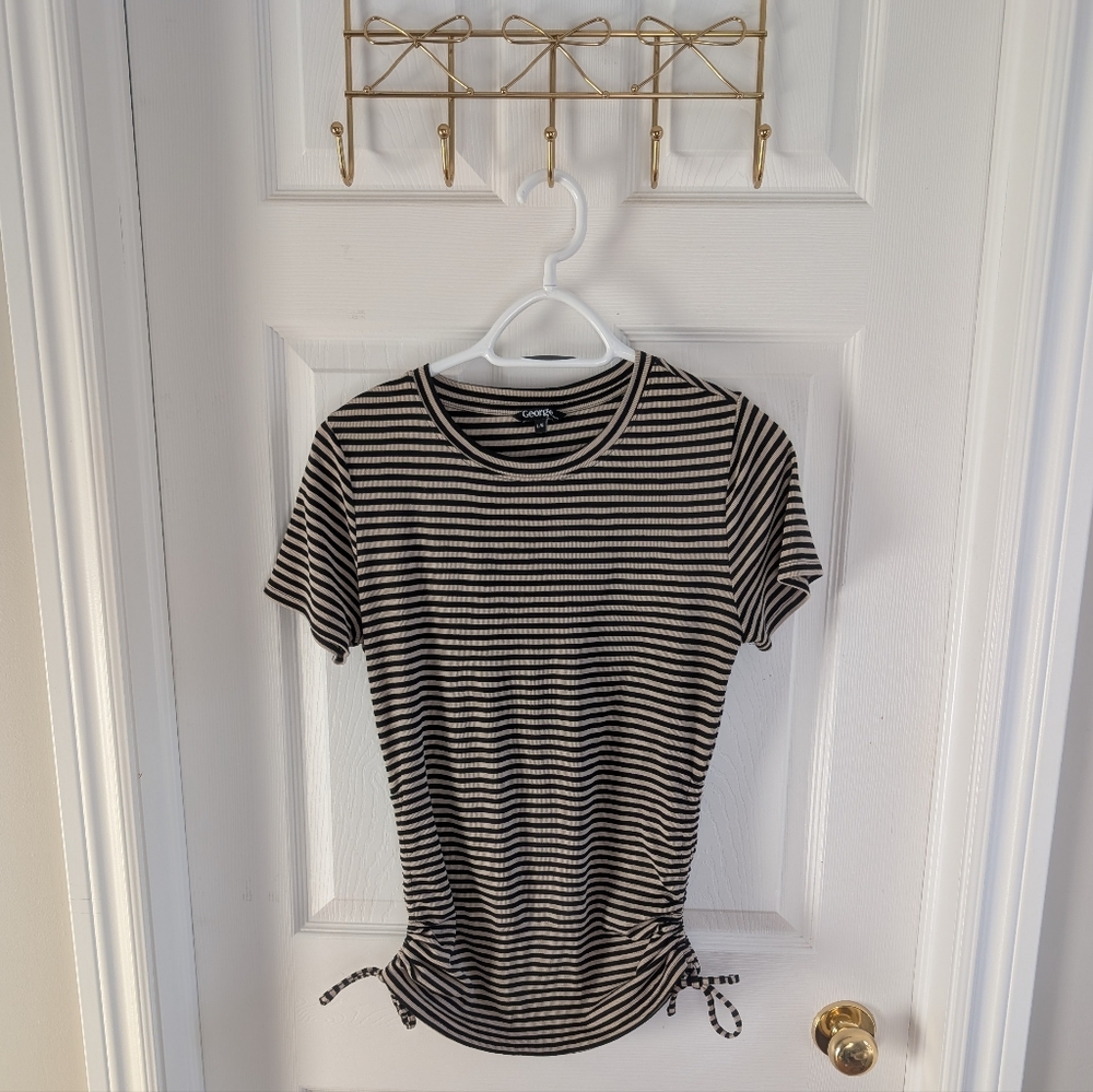 George Black and Light Tan Striped Short Sleeve Tee